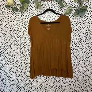 AEO burnt orange soft Sexy sleeveless peplum Top